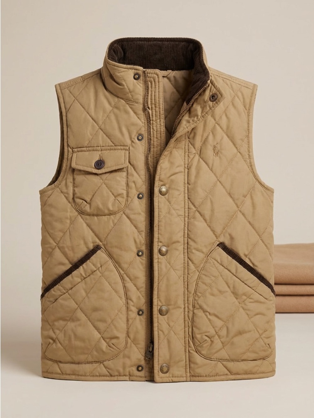 Polo Ralph Lauren Boys Quilted Vest Brown Size M (10-12) Water-Repellent